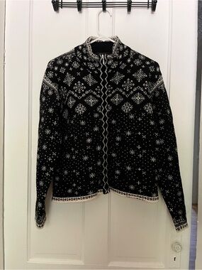 Vintage Obermeyer 1947 Signature Wool Full Zip Cardigan Sweater Jacket Size S